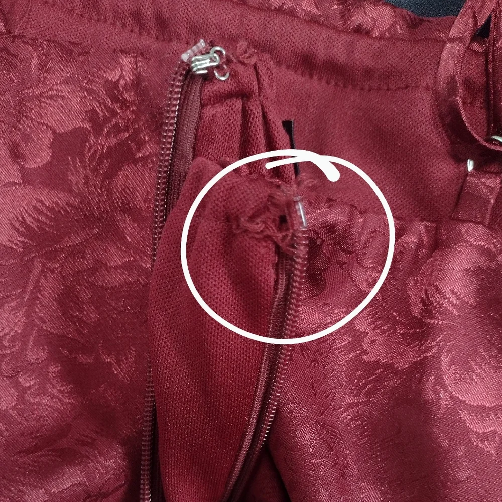 Lulus Kali Floral Satin Ruffle Mini Slip Dress Burgundy Red Size S - Picture 11 of 13